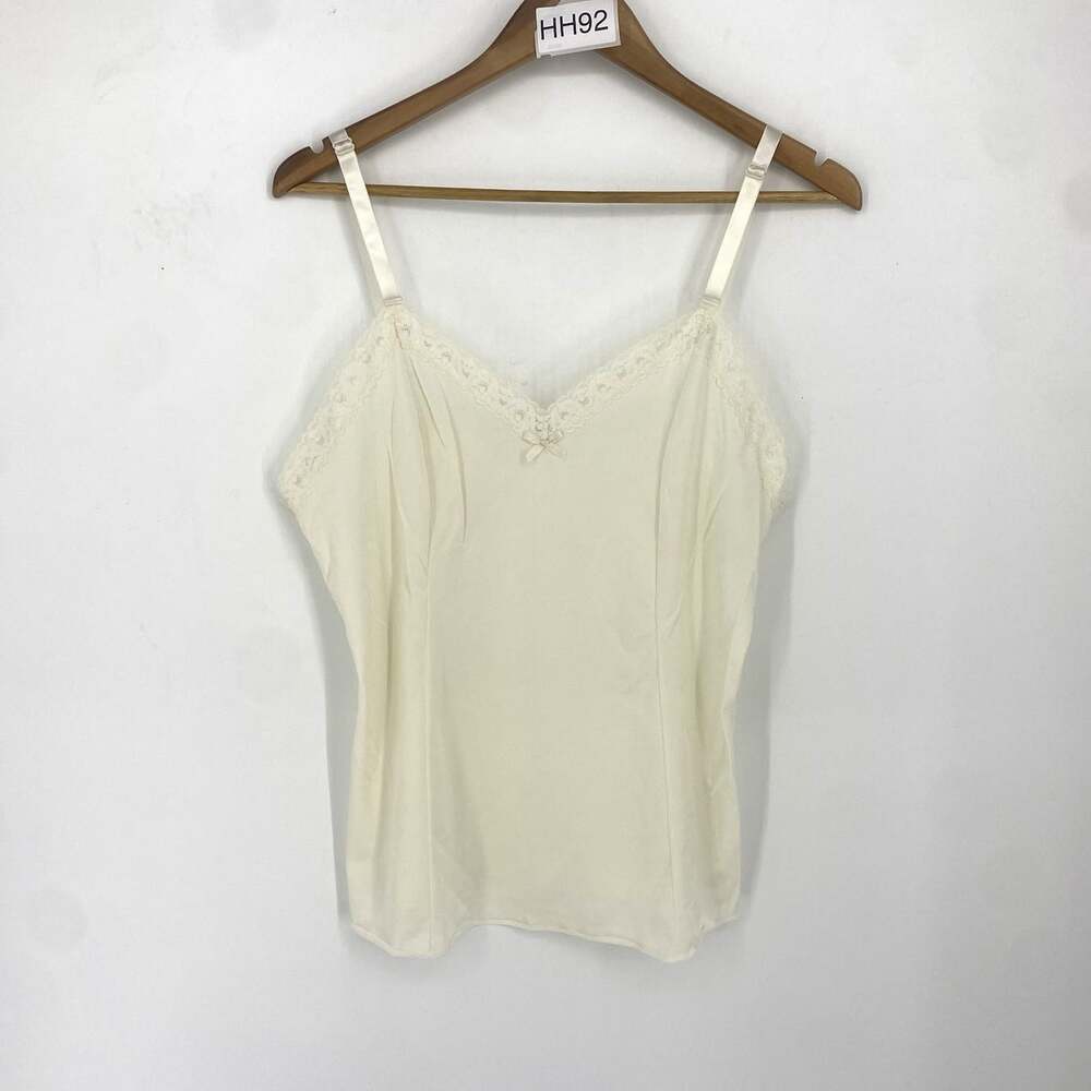 Vintage Shadowline Cream Satin Lace Camisole Size 38 Coquette Romantic Lingerie